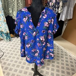 Torrid Blue Floral Blouse